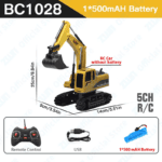 ZWN 2.4G Remote Control Excavator Dump Truck RC Model Professional Alloy Plastic Simulation Construction Vehicle for Kid